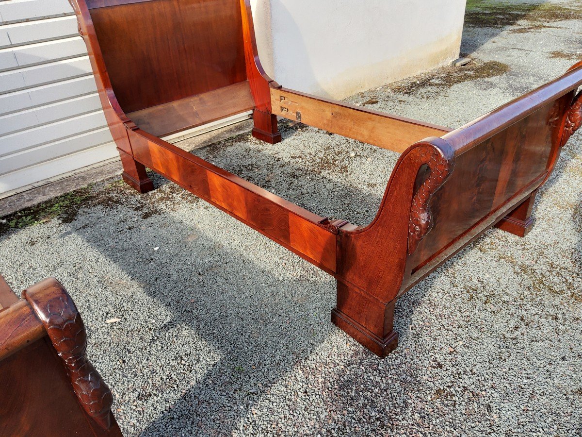 Pair Of Restoration Period Swan Neck Beds-photo-3